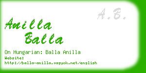anilla balla business card